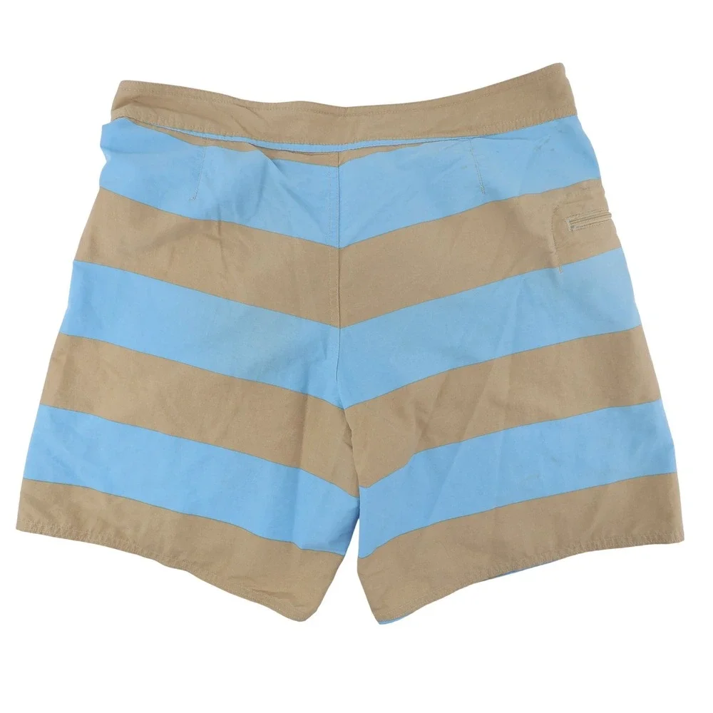 Patagonia‎ Minimalist Wavefarer Striped Board Shorts Blue Tan Mens Size 33